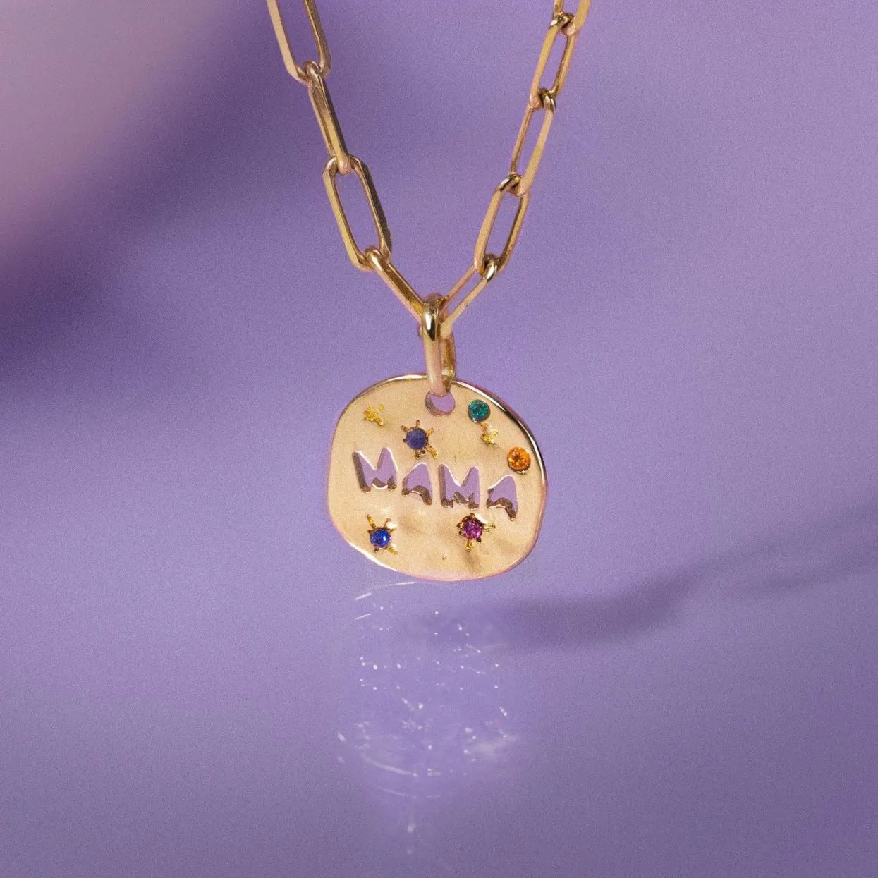 Mama Coin Necklace — Gold & Gemstones