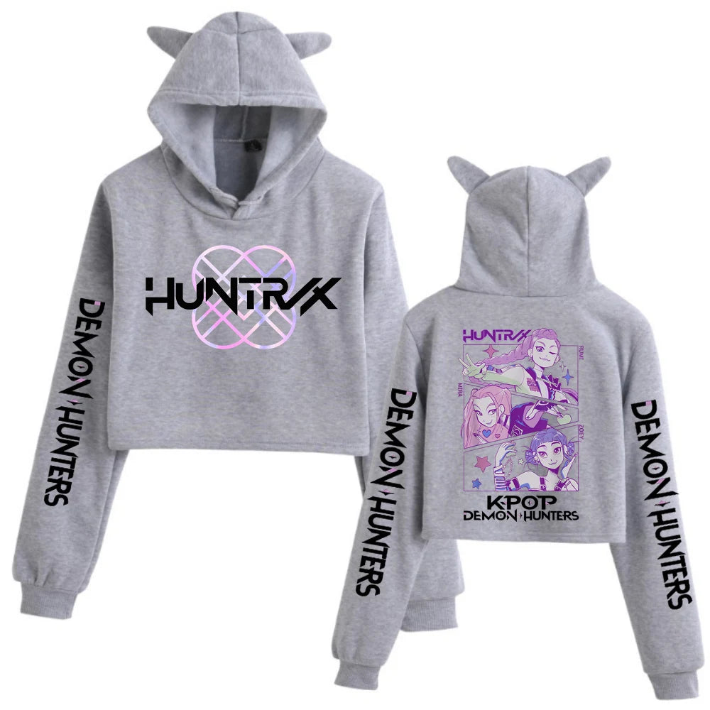 Sudadera  Crop Top Kpop - Capucha con Orejitas