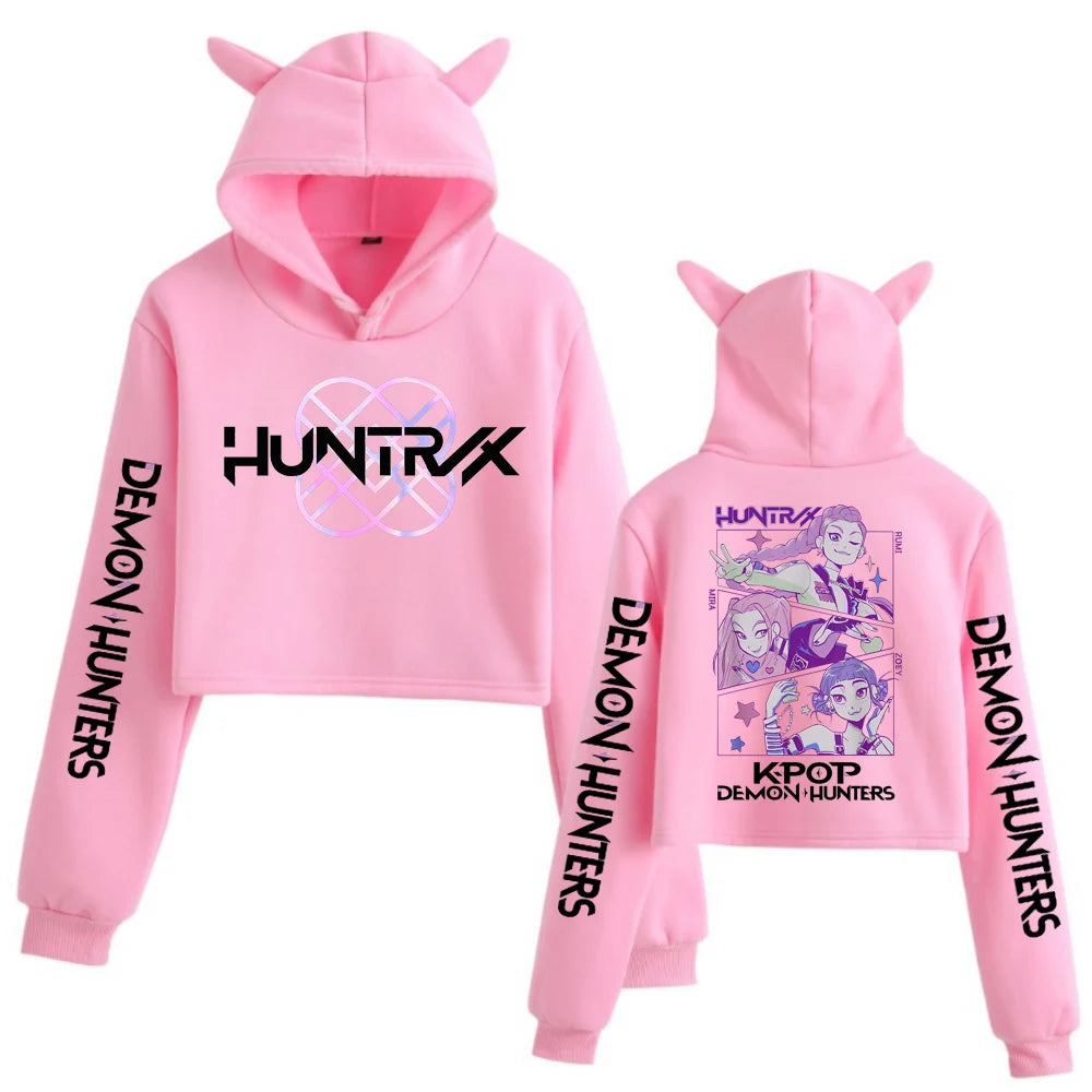Sudadera  Crop Top Kpop - Capucha con Orejitas