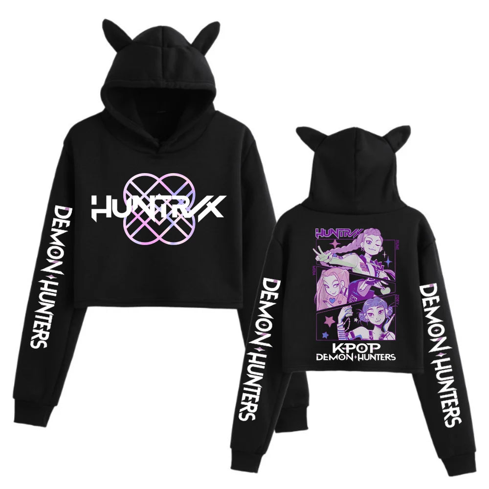 Sudadera  Crop Top Kpop - Capucha con Orejitas