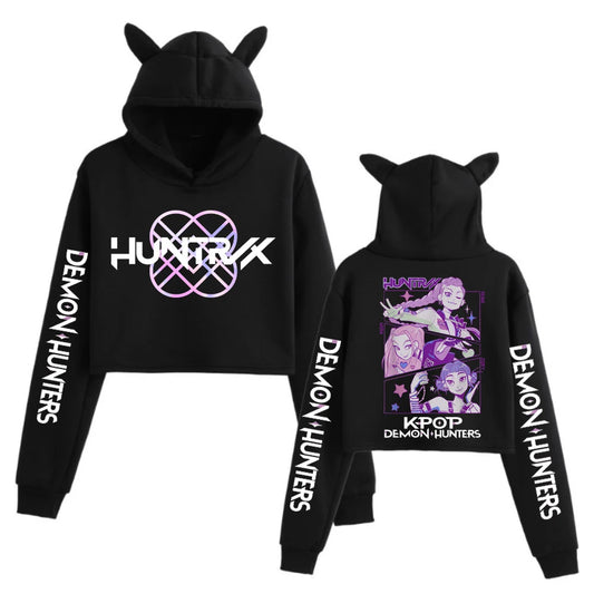 Sudadera  Crop Top Kpop - Capucha con Orejitas